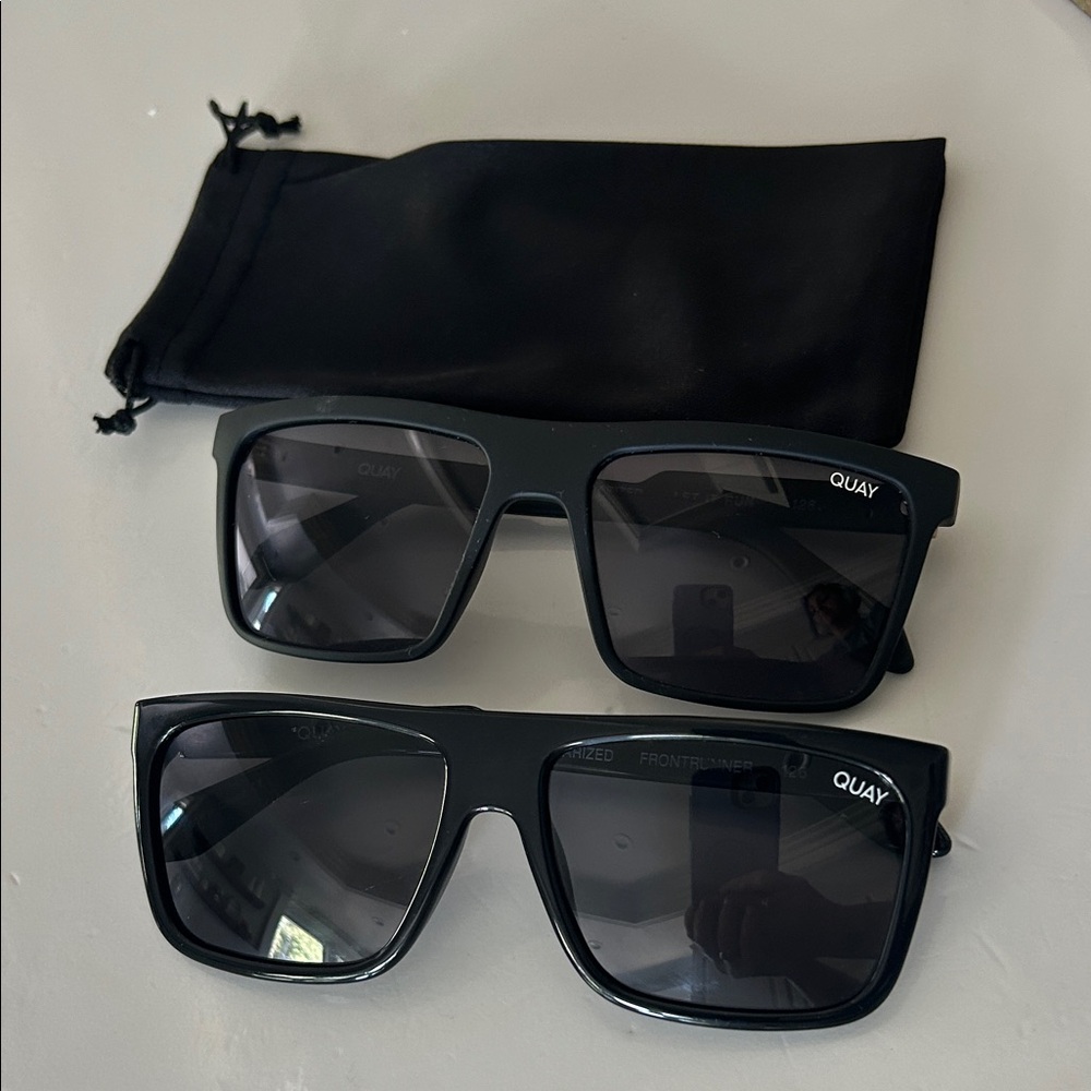 Quay Australia Men’s Black Square Sunglasses Duo — Dark Lenses